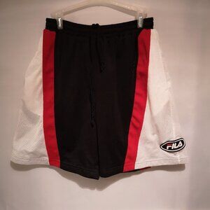Fila Men's Size Large Black Red White Elastic & Tie Waist Exercise / Swim Shorts